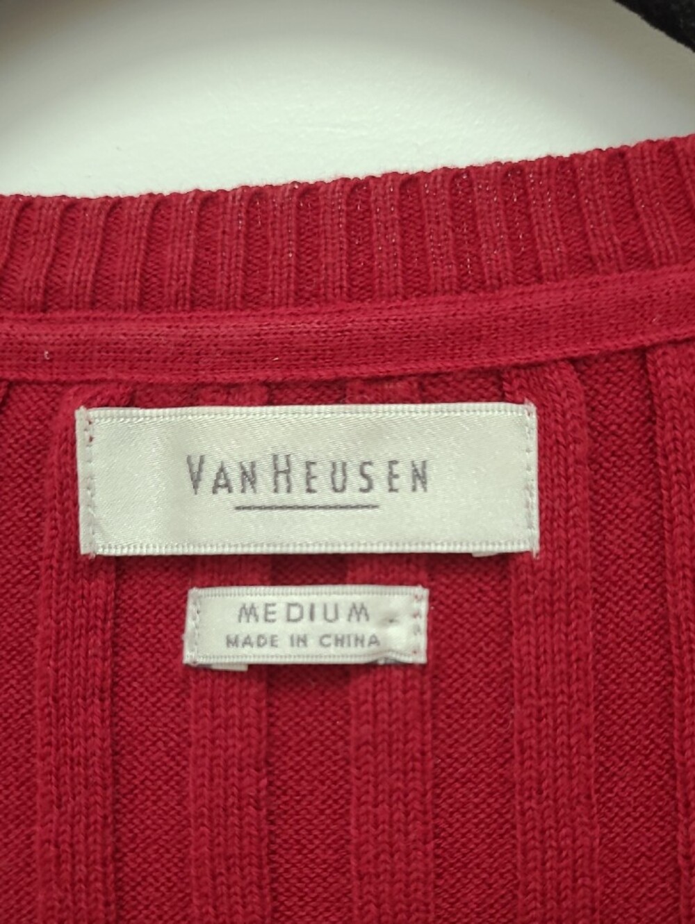 Van Heusen Red Ruffle-Trim Ribbed Cardigan - Picture 3 of 5